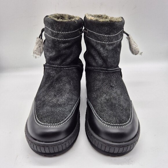 OTBT Women's Snow Boots Size 6 M Black Fanfare Reversible Spikes Leather NWB - Picture 2 of 12